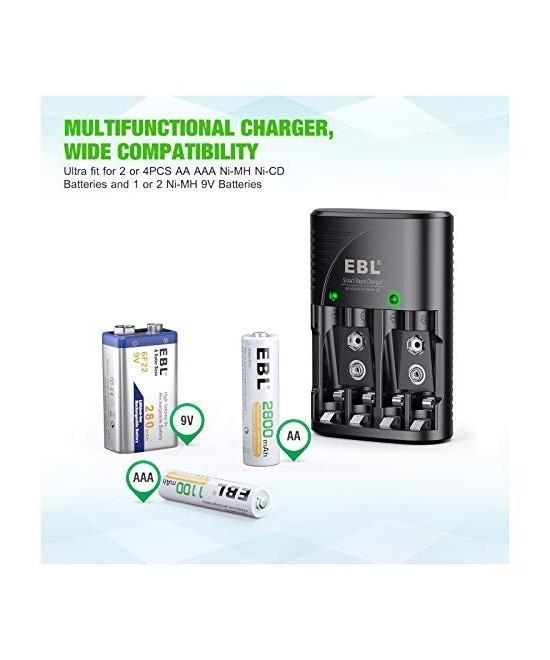 Cargador de Baterias AA/AAA/9V EBL-802
