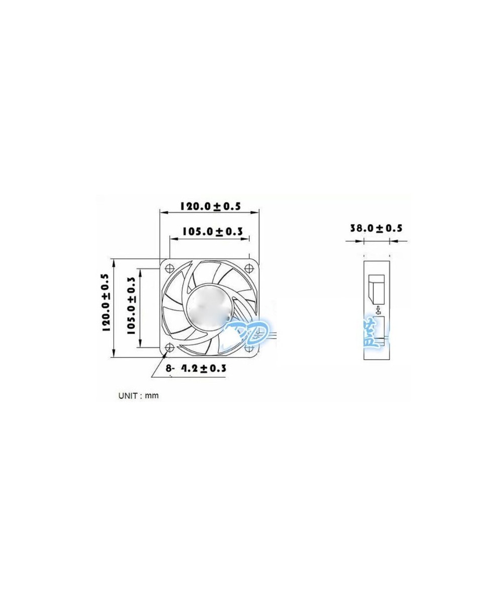 Ventilador plástico de 12V 120x120x38mm