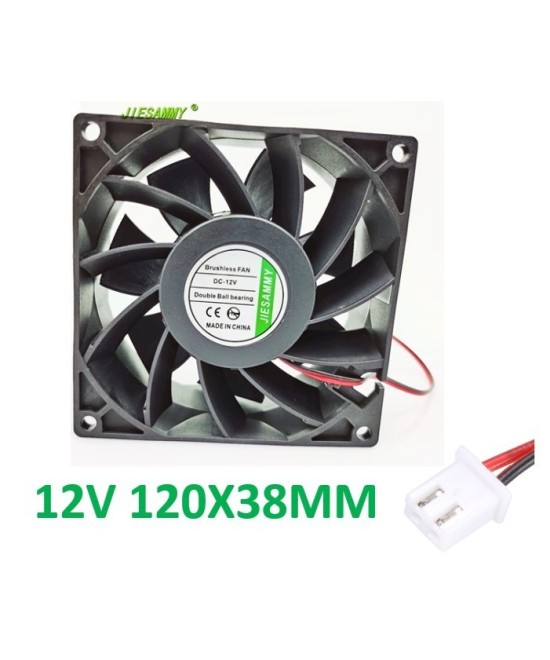 Ventilador plástico de 12V 120x120x38mm