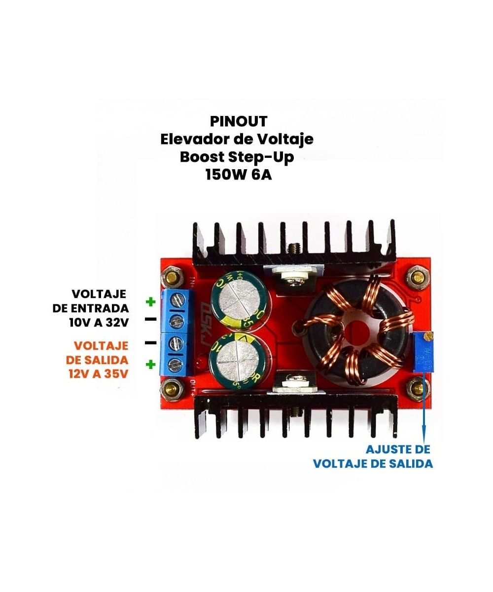 Regulador / Estabilizador Ascendente de voltaje 10-32V a 12-35V 150W 6A