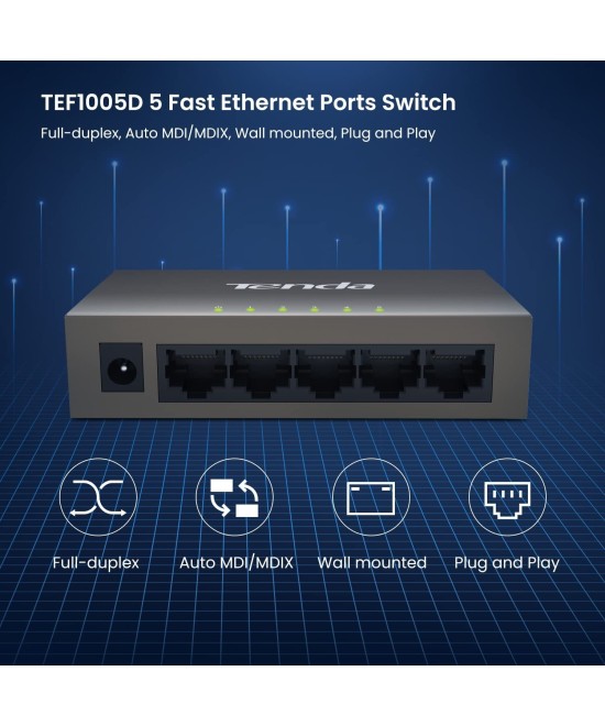 Separador Switch Ethernet 10/100 Mbps 5 / 8 puertos Tenda