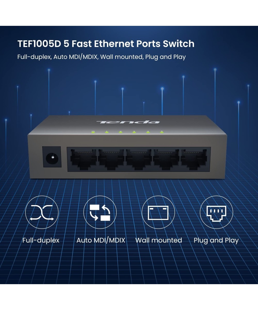 Separador Switch Ethernet 10/100 Mbps 5 / 8 puertos Tenda