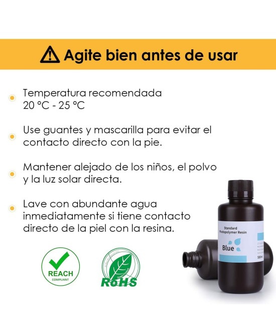 Resina de fotopolímero de curado UV ELEGOO 500g 405nm para impresoras 3D