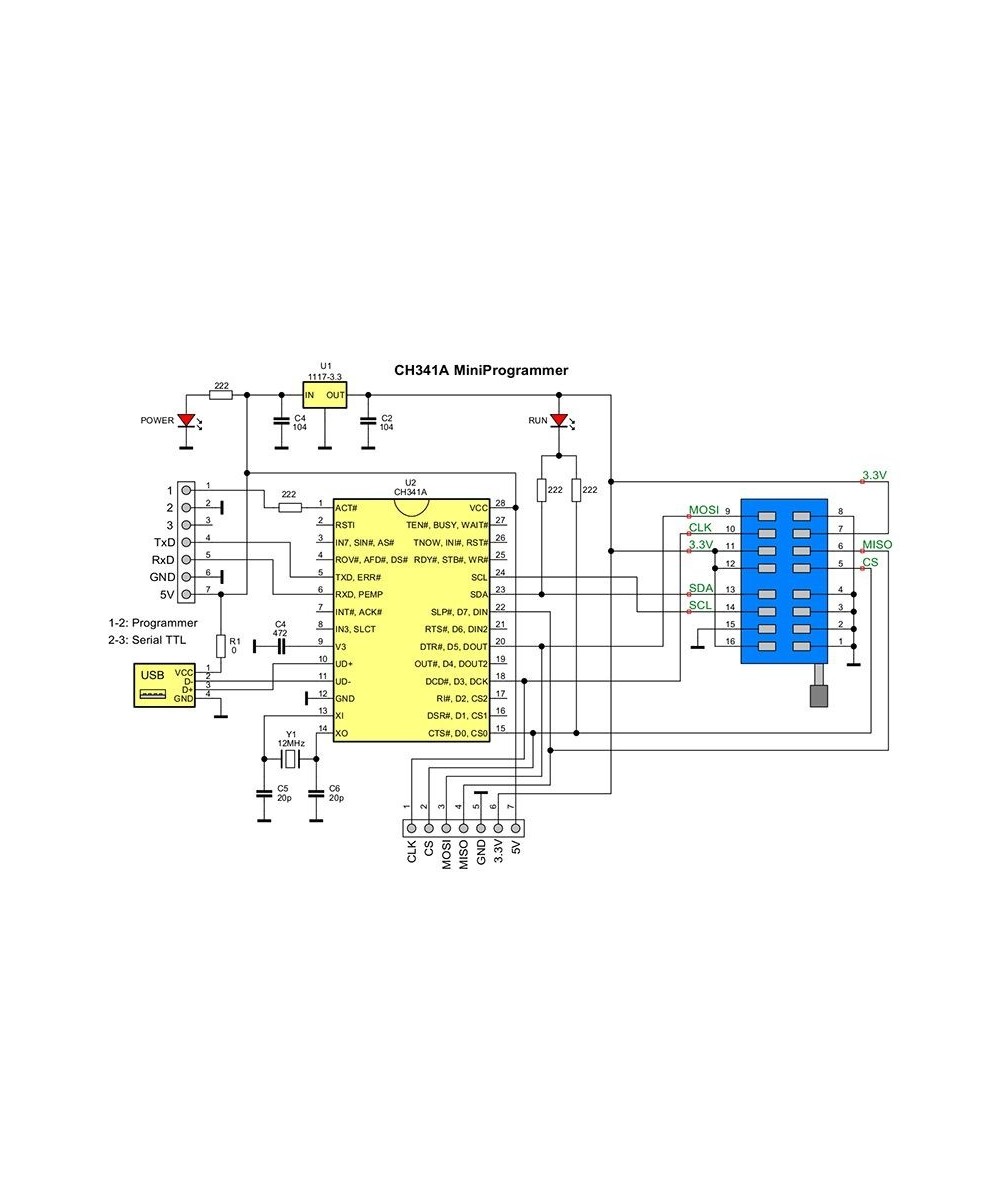 Programador USB CH341 con Base1.8v SPI Flash Sop8 Dip8 W25
