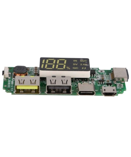Modulo de Carga para Baterias de Litio 18650 5V 2.4A Input USB-C/Lightning/Micro USB BMS