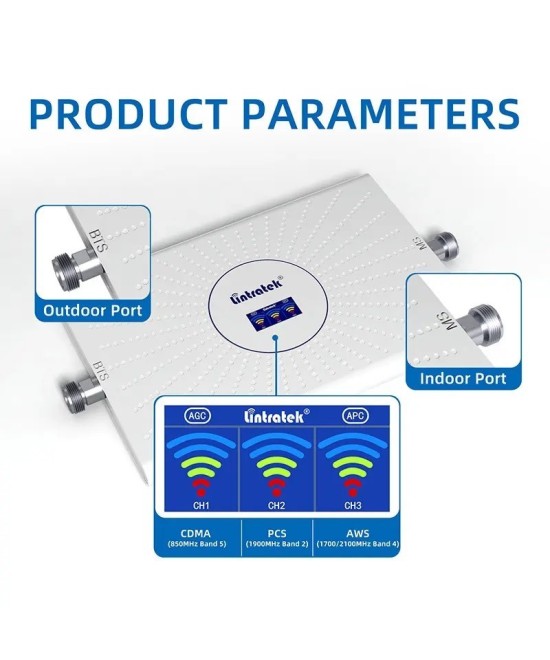 Kit amplificador de señal celular 2G/3G/4G TIGO y Claro, 850/1900/1700/2100MHz LINTRATEK AA23-CPA