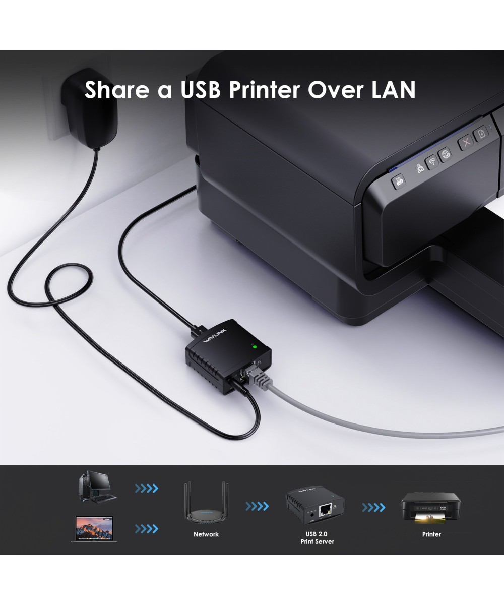 Servidor de Impresora USB 2.0 10/100Mbps RJ45 WN-NU78M41