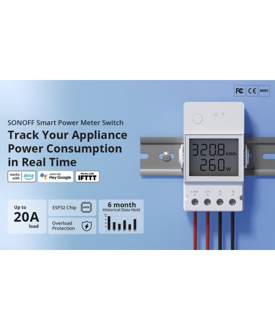 Medidor de Potencia e Interruptor WIFI POW Elite POWR3200D Sonoff