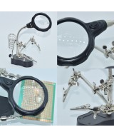 Lupa con Pinzas Sujetadoras y Luz LED TE-801