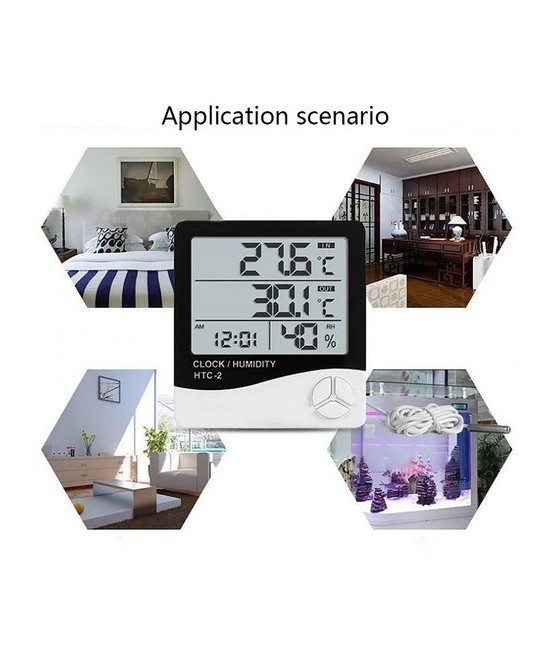 Termohigrometro Digital y Reloj HTC-2