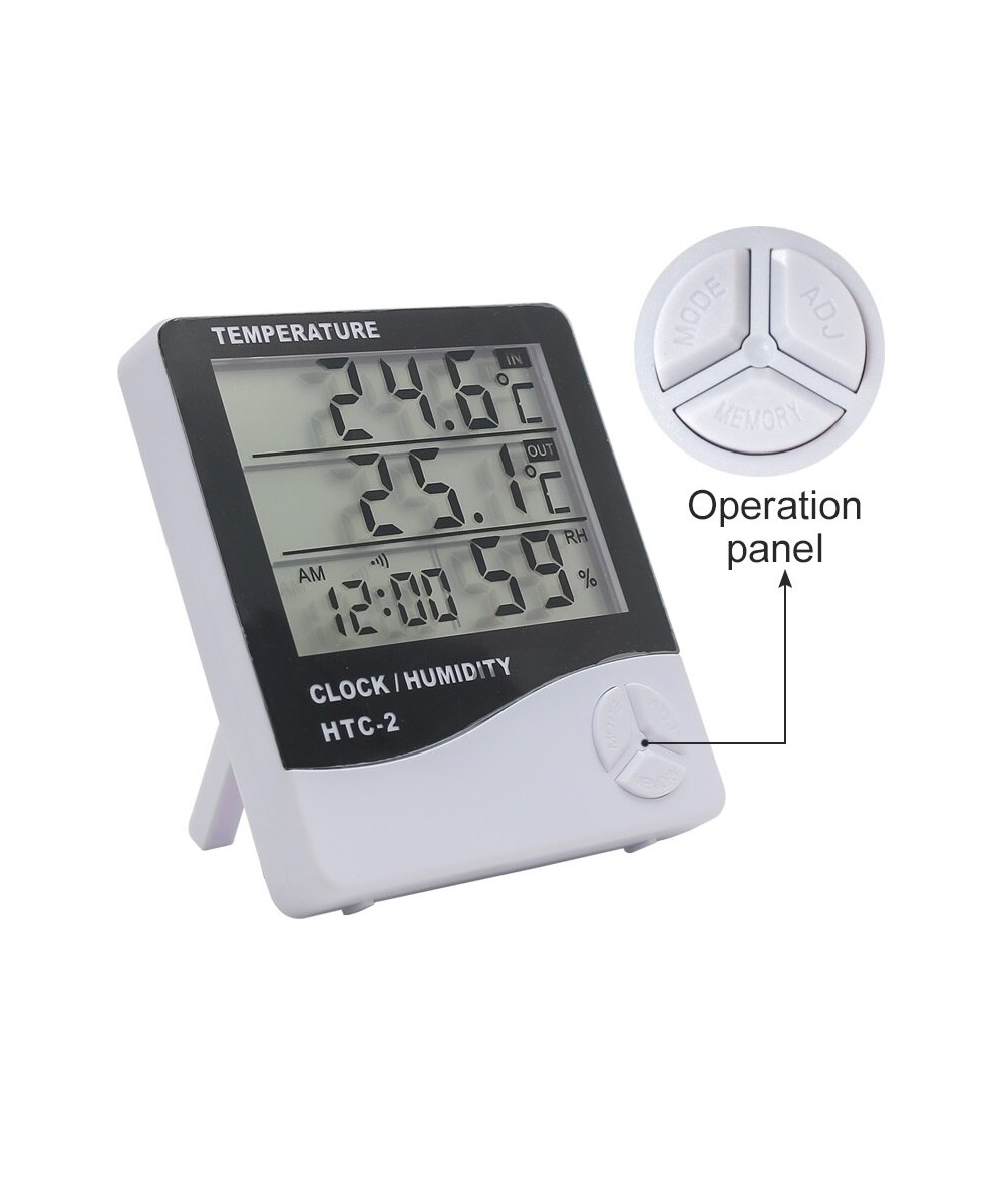 Termohigrometro Digital y Reloj HTC-2