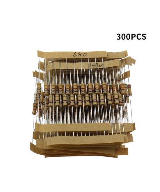 Kit de resistencias 30 valores 300pcs 1/2 watt