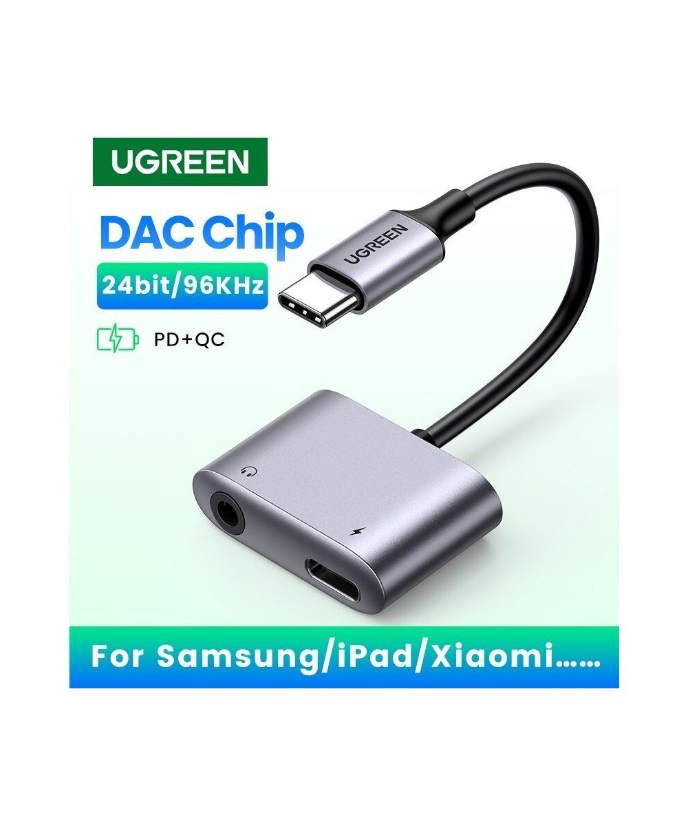 convertidor de USBC a USBC y 3.5mm UGREEN chip DAC