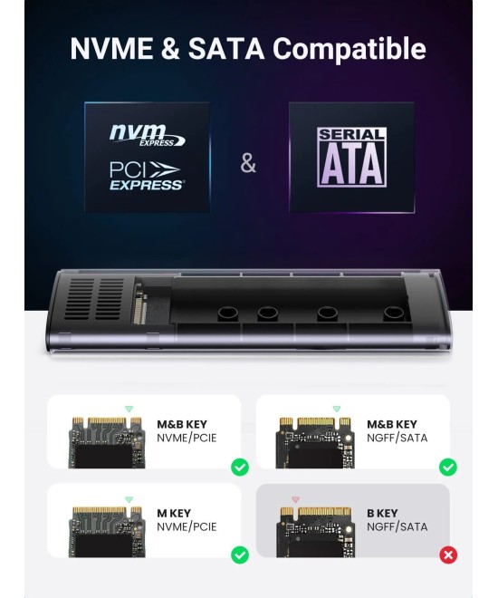 Lector de Disco Duro SSD M2 NVMe a USB-C UGREEN