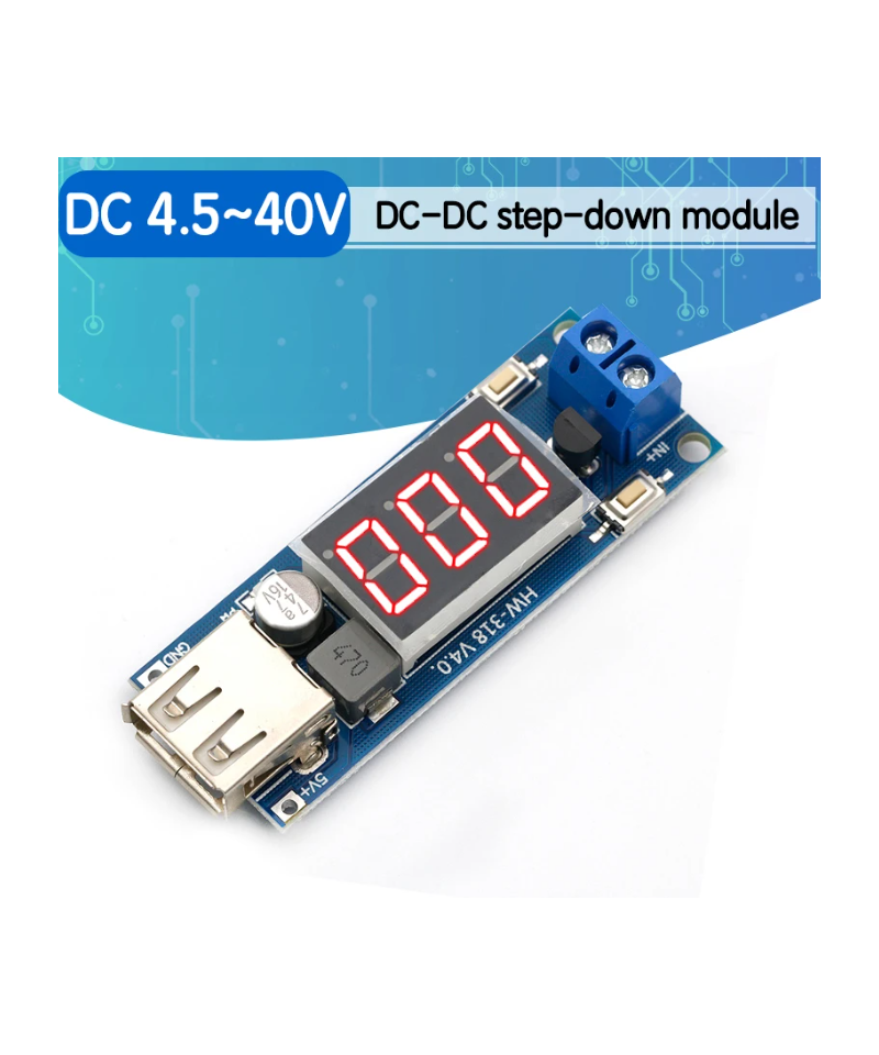 Regulador de voltaje descendente USB DC-DC 5V 2A HW-318 con pantalla