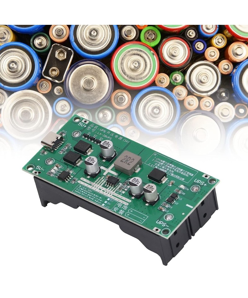 Modulo de Refuerzo de Carga de 2 Baterias de Litio 18650 USB-C 5V/9V/12V 3A para UPS LX-2BUPS