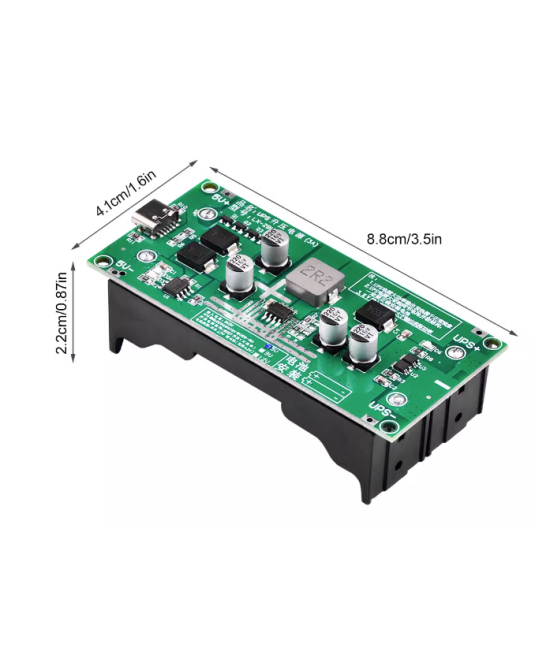 Modulo de Refuerzo de Carga de 2 Baterias de Litio 18650 USB-C 5V/9V/12V 3A para UPS LX-2BUPS