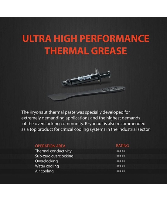 Pasta termica Grizzly Kryonaut 1g de alto rendimiento para refrigeracion de CPU/GPU