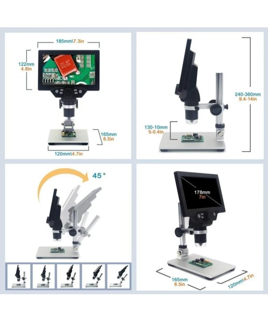 Microscopio Digital con Pantalla LCD 7" 1-1200X