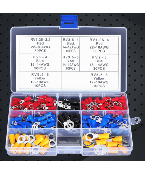 Crimpadora con Terminal para empalme para cable de energia redondos 200 unidades con estuche