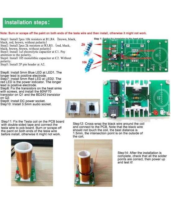 Mini Bobina Tesla 15W 15-24VDC 2A (DIY)