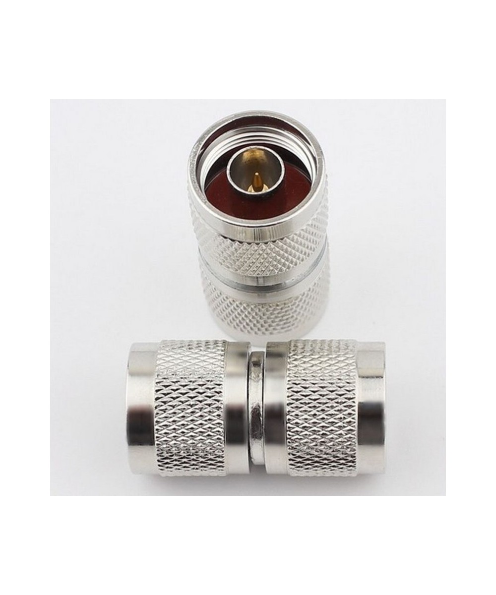 Adaptador RF de coaxial tipo N macho a macho, con rosca giratoria