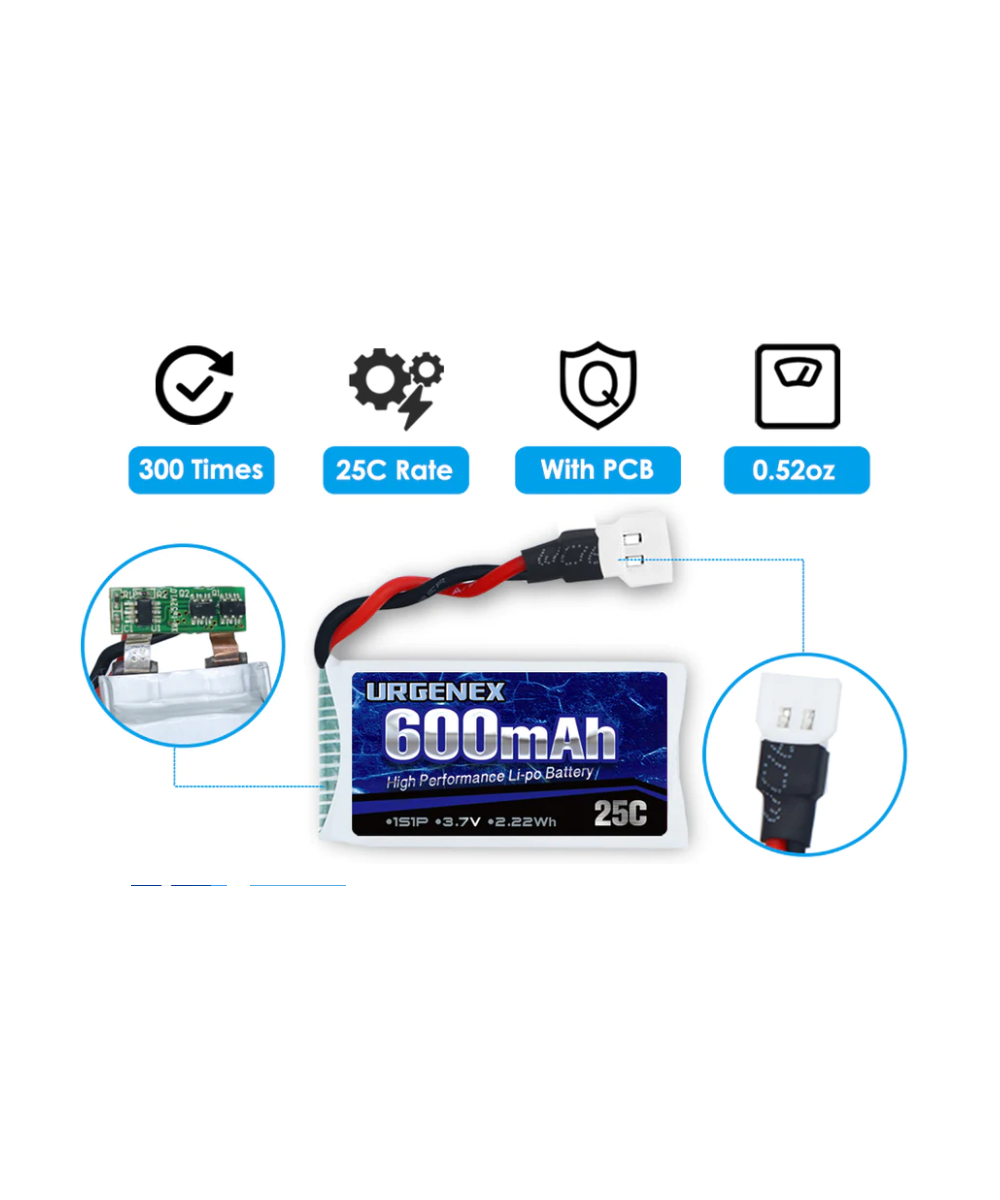 Bateria Recargable 3.7V URGENEX 380mAh / 600mAh / 850mAh tipo LiPo