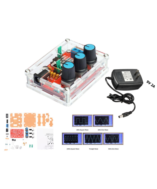 Generador de funciones XR2206 armado con fuente de energia 9V 2A