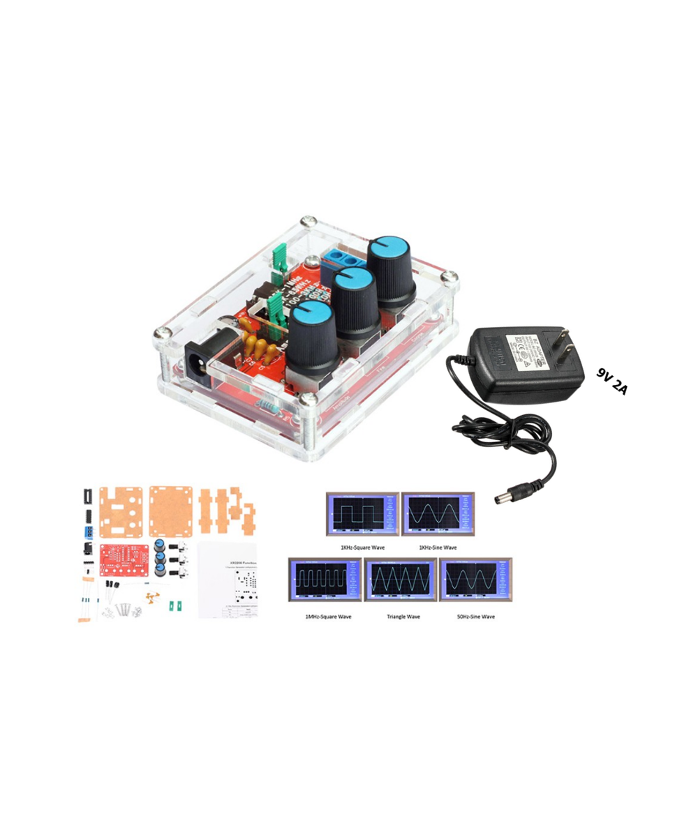 Generador de funciones XR2206 armado con fuente de energia 9V 2A