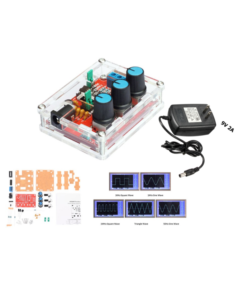 Generador de funciones XR2206 armado con fuente de energia 9V 2A