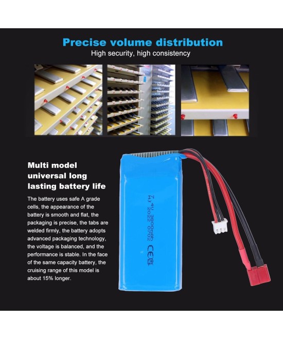 Bateria tipo lipo recargable 7.4V 3800mah conector tipo T