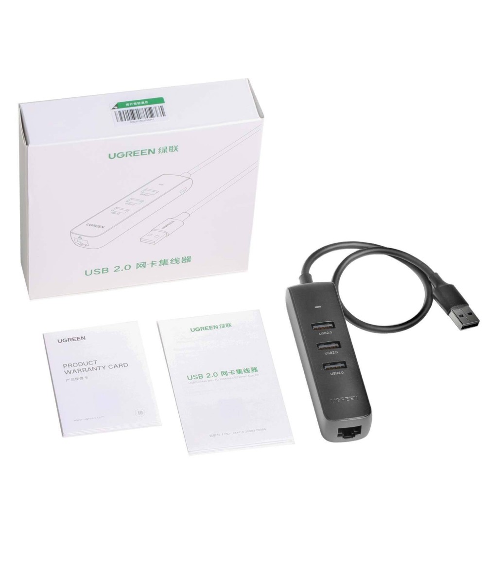 ADAPTADOR HUB DE USB A USB 2.0 Y RJ45 10/100M UGREEN