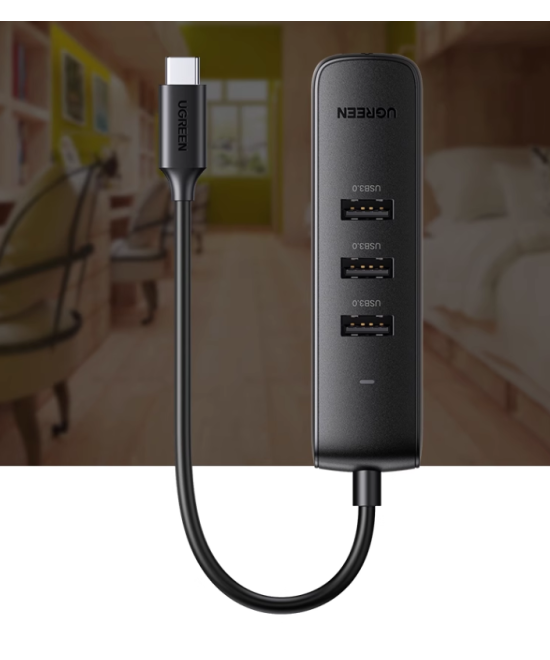 Adaptador HUB de USB-C a USB 3.0 y RJ45 10/100M UGREEN
