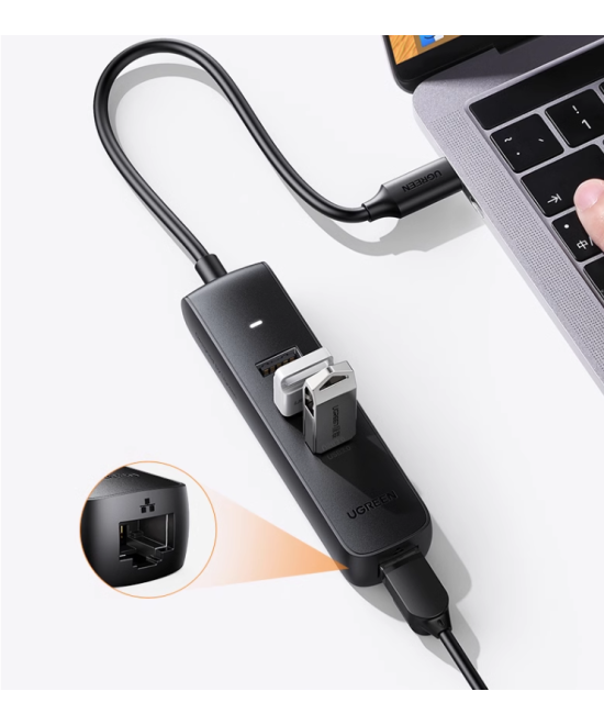 Adaptador HUB de USB-C a USB 3.0 y RJ45 10/100M UGREEN