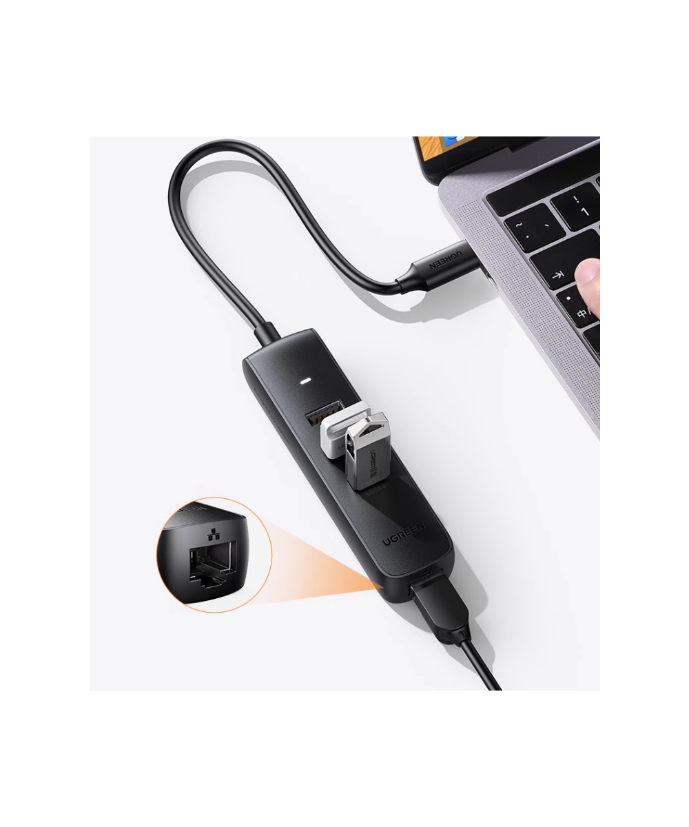 Adaptador HUB de USB-C a USB 3.0 y RJ45 10/100M UGREEN