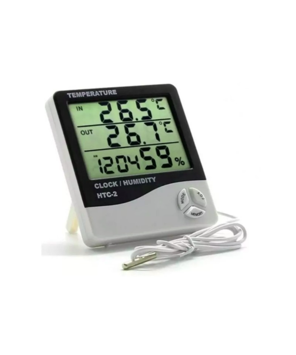 Termohigrometro Digital y Reloj HTC-2