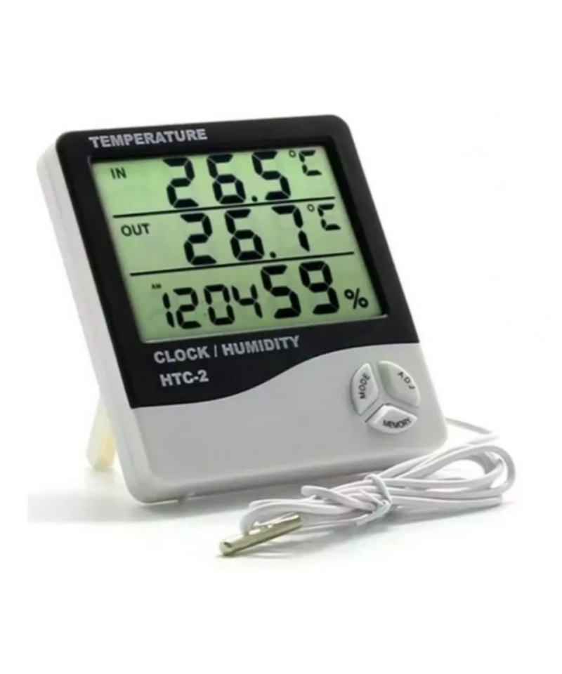 Termohigrometro Digital y Reloj HTC-2