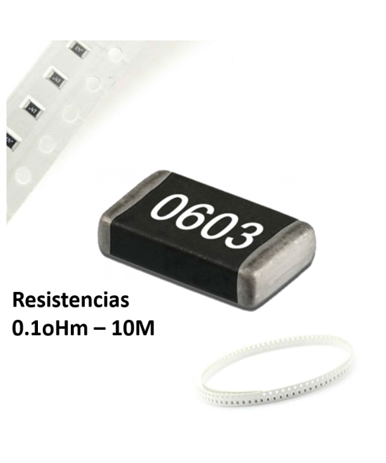 Resistencia SMD 1% 1/8W 0603 0.1OHM - 10MOHM (5 unidades)