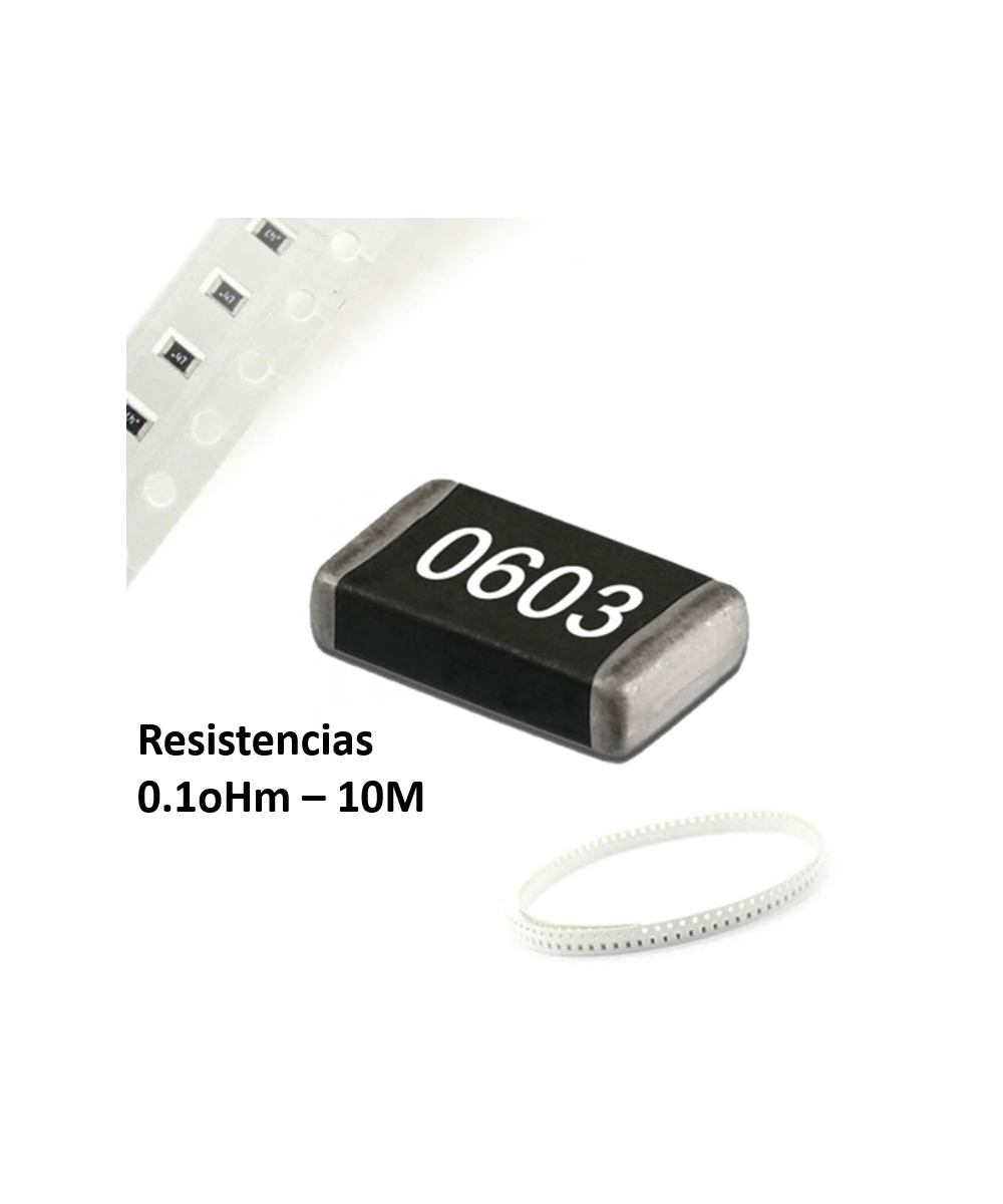 Resistencia SMD 1% 1/8W 0603 0.1OHM - 10MOHM (5 unidades)