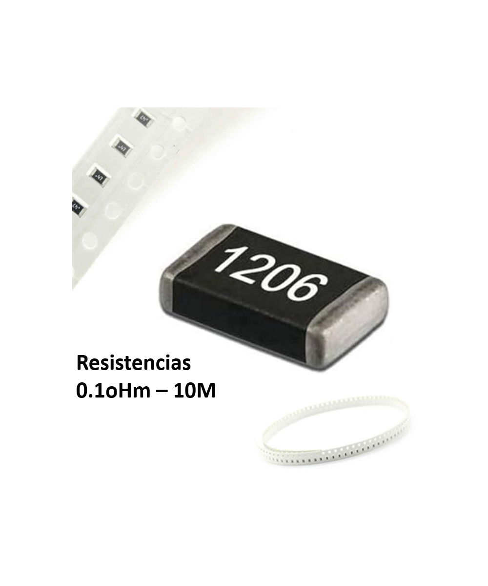 Resistencia SMD 1% 1/8W 1206 0.1OHM - 10MOHM (5 unidades)