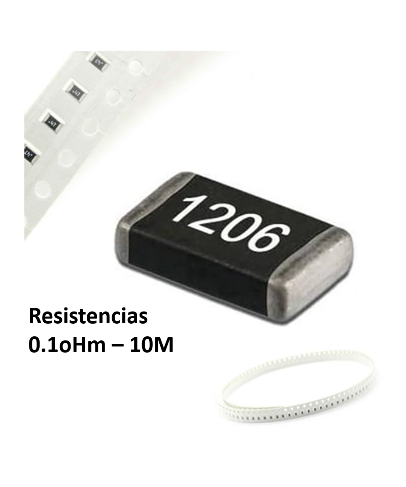 Resistencia SMD 1% 1/8W 1206 0.1OHM - 10MOHM (5 unidades)