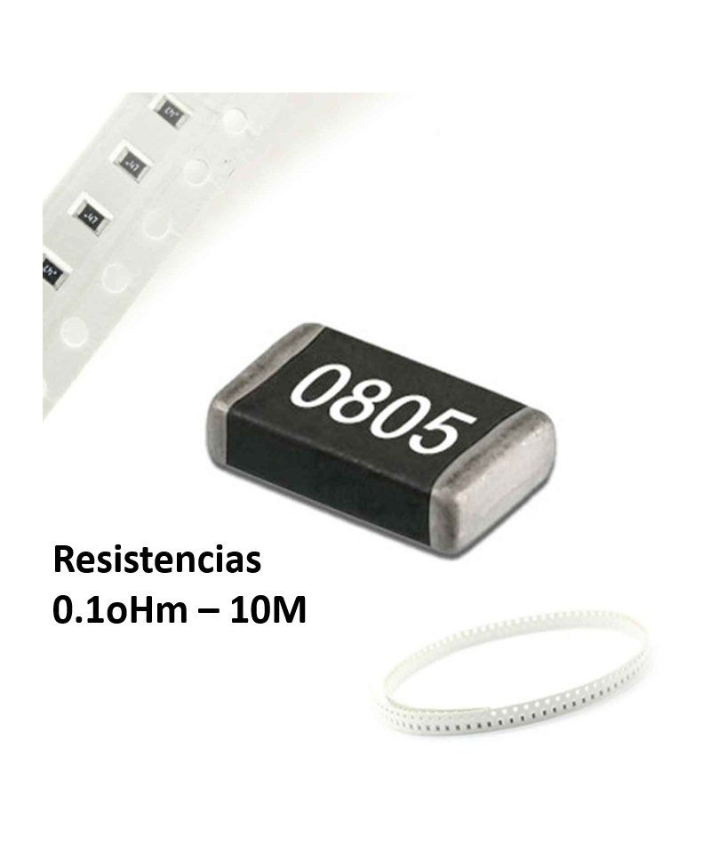 Resistencia SMD 1% 1/8W 0805 0.1OHM - 10MOHM (5 unidades)