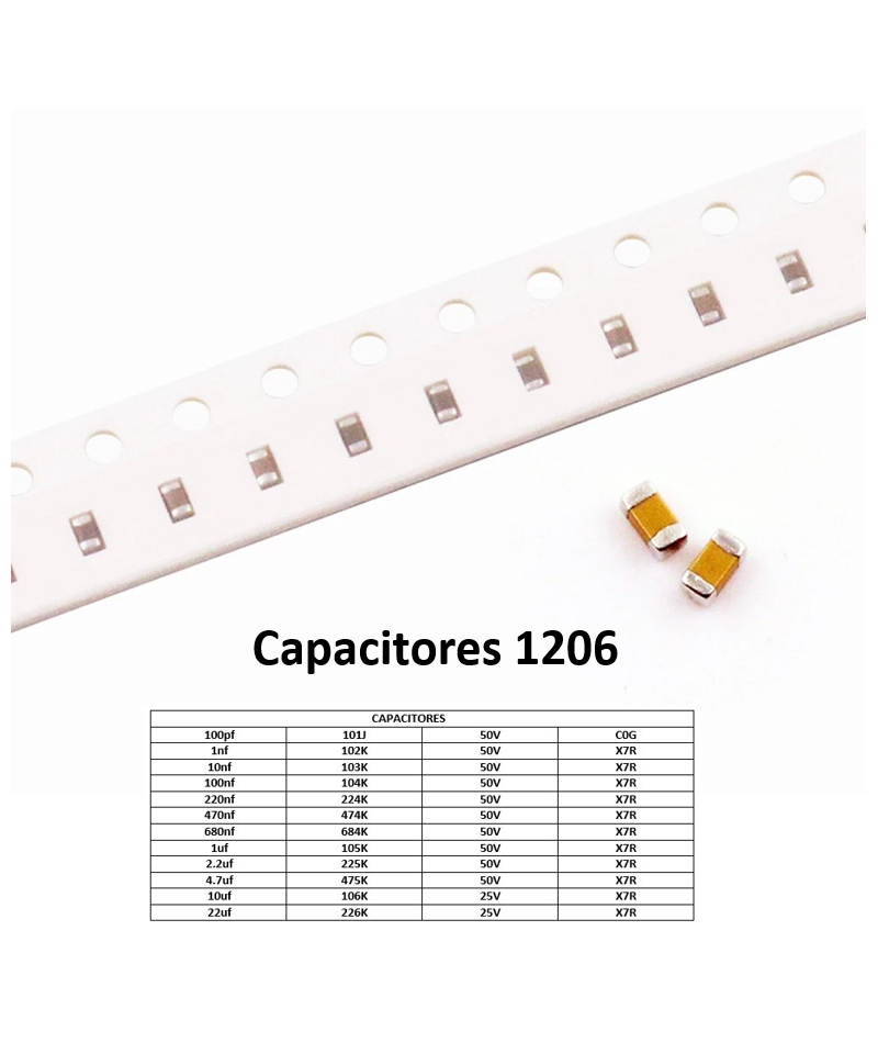 Capacitor Ceramico SMD 1206 25V/50V (2 Unidades)
