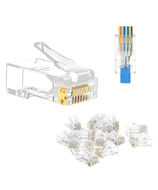 Conector RJ45 CAT6E pasante (10U)