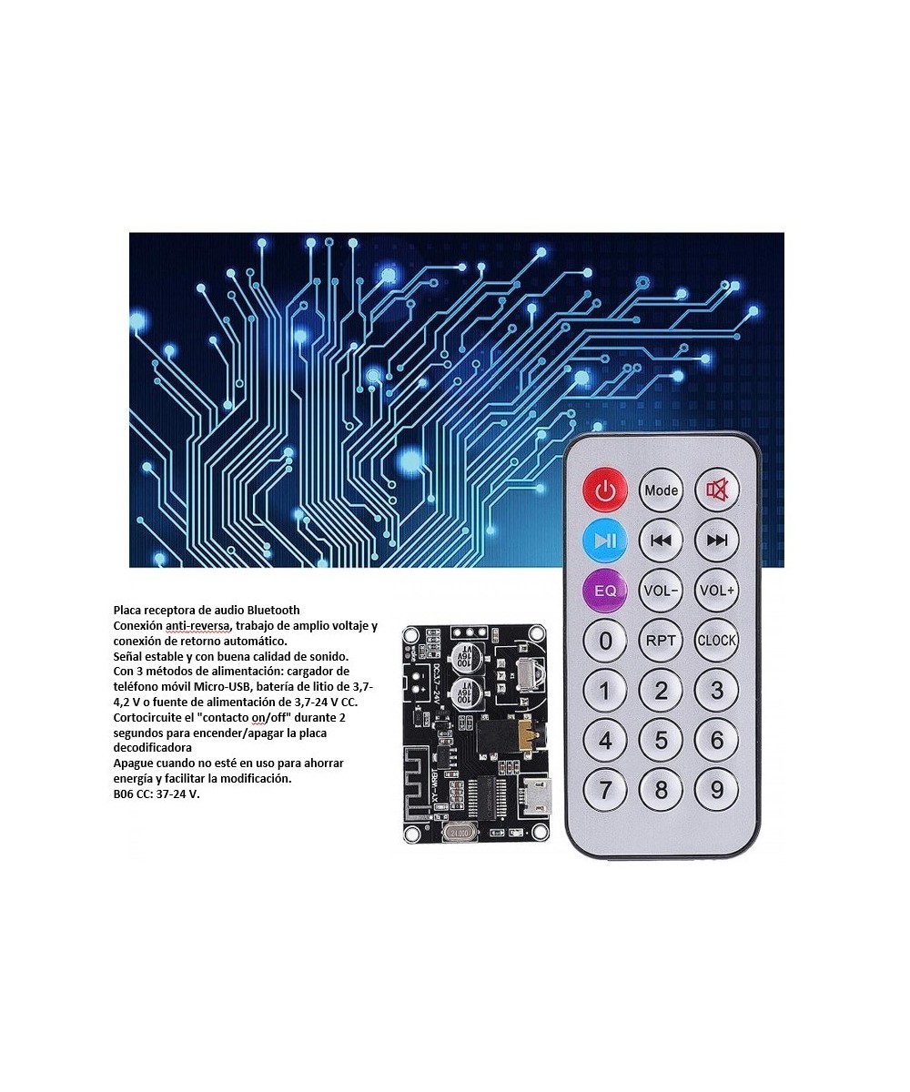 modulo estereo de audio con control XY-WRBT Bluetooth 5.0
