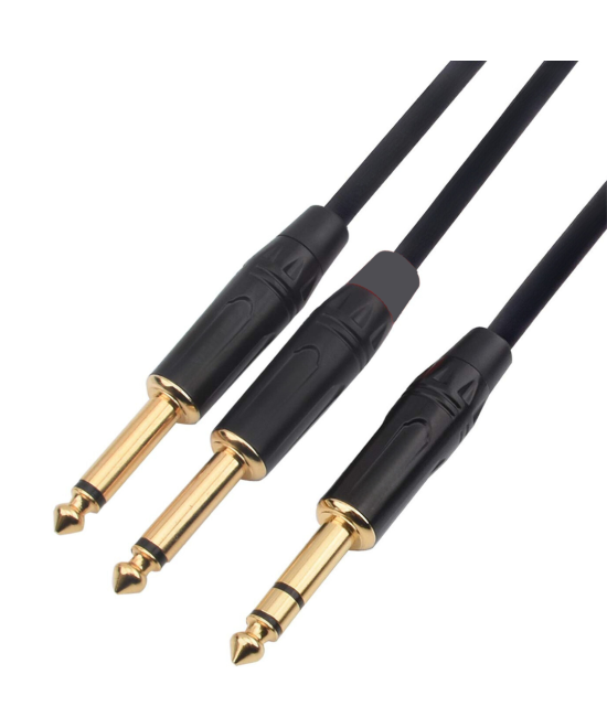Cable para audio 1/4 (6.35mm) a 1/4 (6.35mm) stereo a mono y mono a mono doble 2M