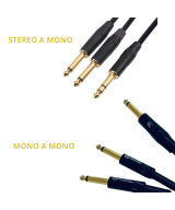 Cable para audio 1/4 (6.35mm) a 1/4 (6.35mm) stereo a mono y mono a mono doble 2M