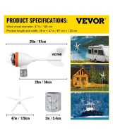 Generador de viento 500W 12V  Aerogenerador VEVOR