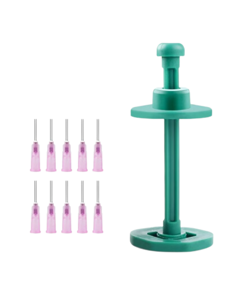 Aplicador tipo jeringa con 10 puntas