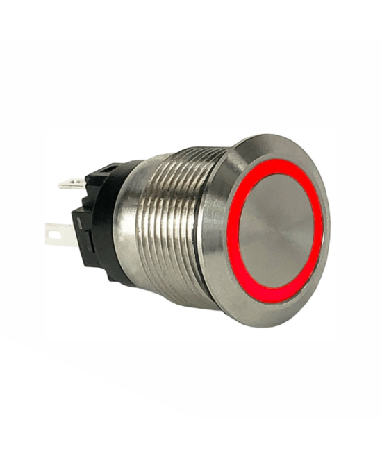 Interruptor Push Button con bloqueo 12mm con luz color verde / rojo